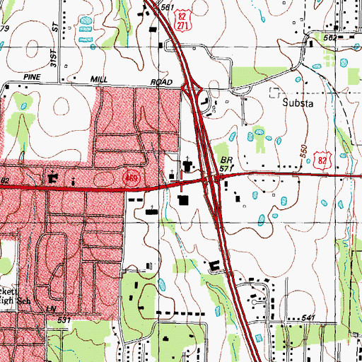 Topographic Map of Lamar Avenue Church of Christ, TX
