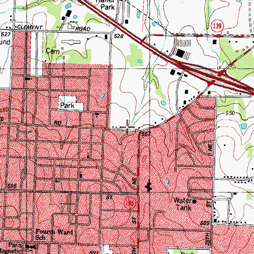 Topographic Map of North East Church of Christ, TX