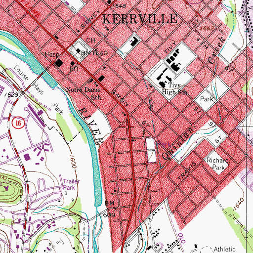 Topographic Map of Sunrise Baptist Church, TX