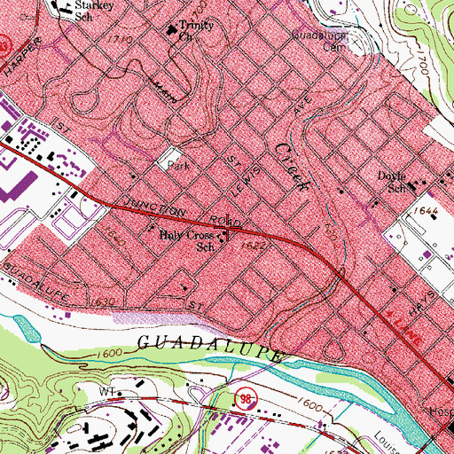 Topographic Map of Holy Cross Lutheran Church, TX