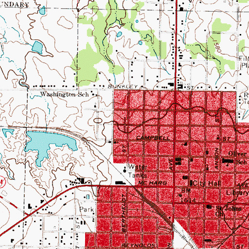 Topographic Map of West Davenport Church of Christ, TX