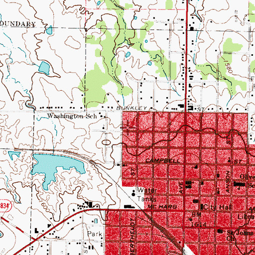 Topographic Map of Bethel Church of God in Christ, TX