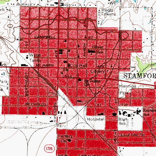Topographic Map of Saint Johns United Methodist Church, TX