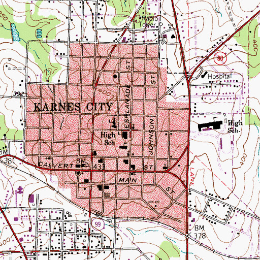 Topographic Map of First Presbyterian Church, TX
