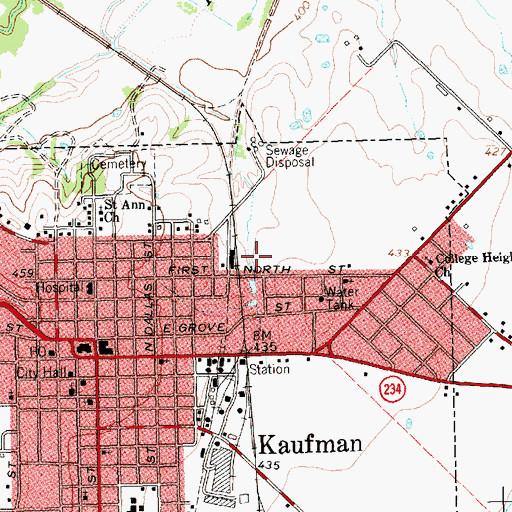 Topographic Map of Faith of Deliverance Baptist Church, TX