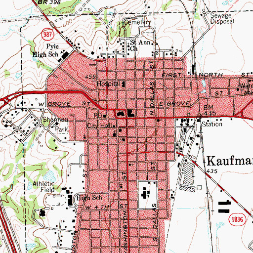 Topographic Map of First Baptist Church, TX