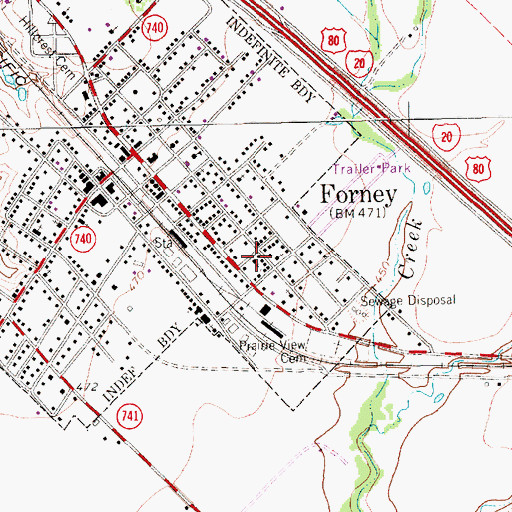 Topographic Map of Little Flock Baptist Church, TX