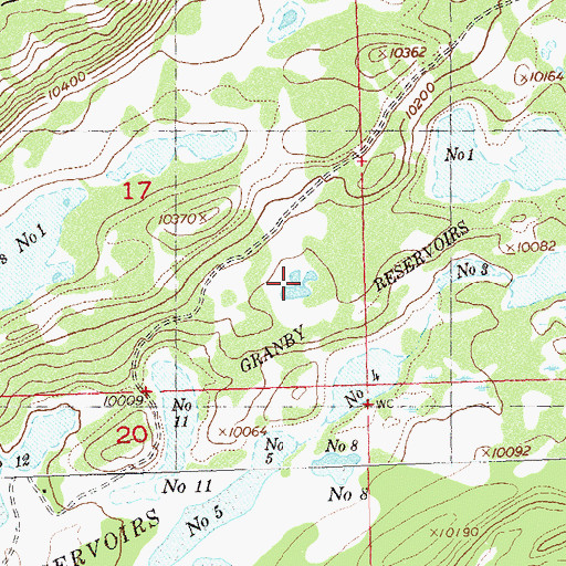 Topographic Map of Granby Reservoirs, CO