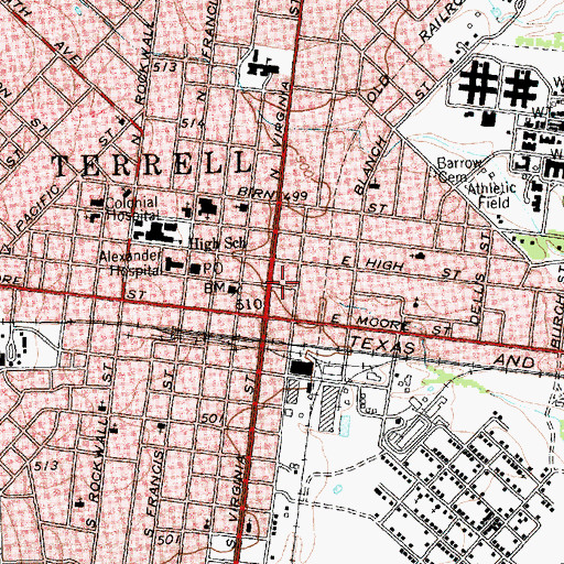 Topographic Map of Church of Christ Spanish Church, TX