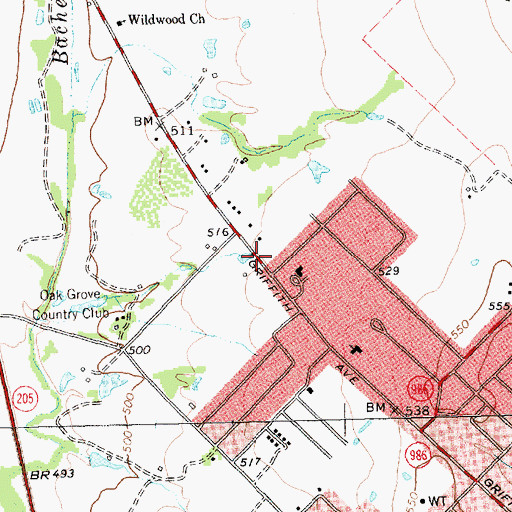 Topographic Map of First Church of the Nazarene, TX