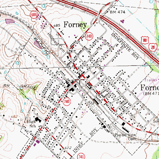 Topographic Map of First Presbyterian Church, TX