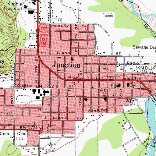 Topographic Map of Trinity Episcopal Church, TX