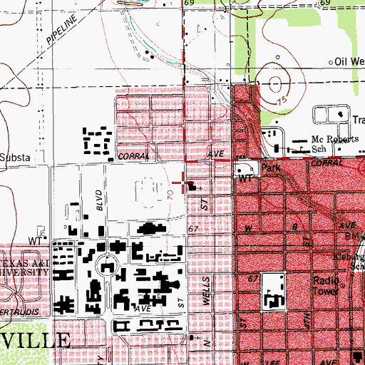 Topographic Map of University Baptist Church, TX