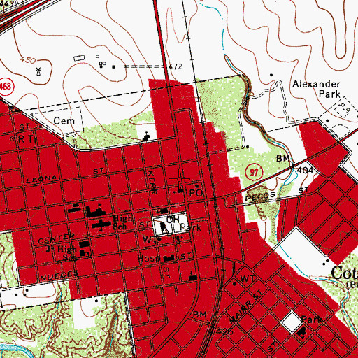 Topographic Map of First Baptist Church, TX