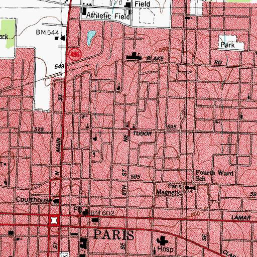 Topographic Map of Galilee Full Gospel Baptist Church, TX