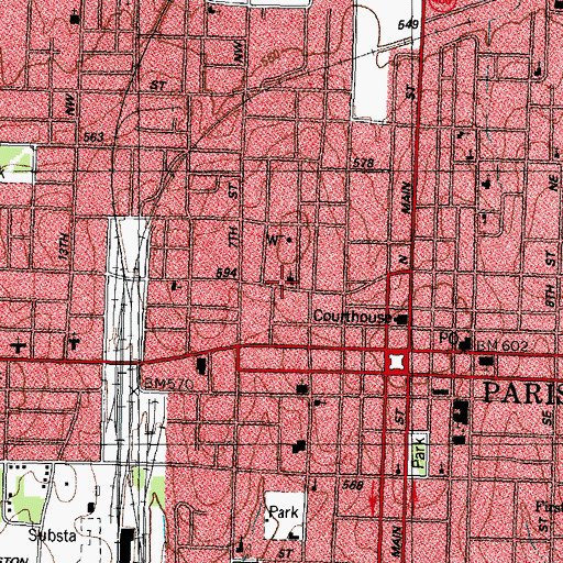 Topographic Map of Graham Street Baptist Church, TX