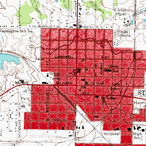 Topographic Map of First Baptist Church of Stamford, TX
