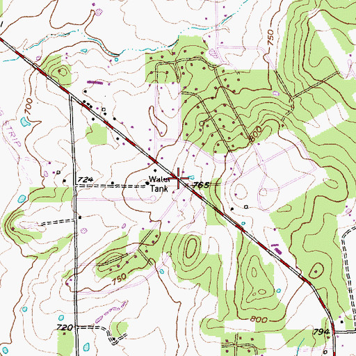 Topographic Map of Cana Baptist Church, TX