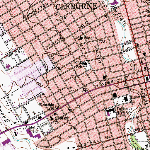 Topographic Map of Field Street Baptist Church Spirit of Sharing, TX