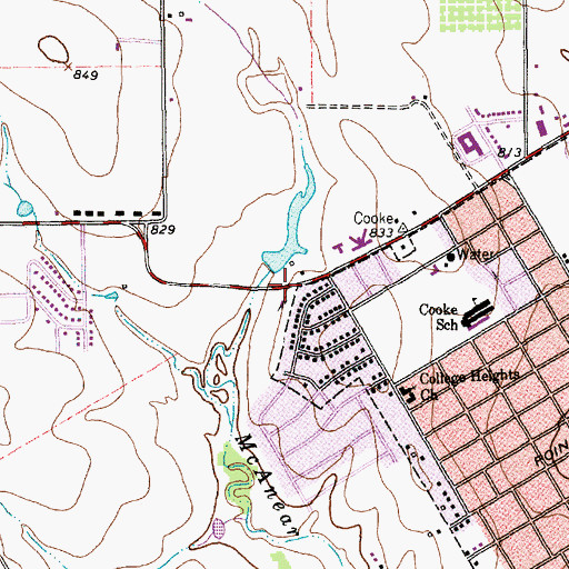 Topographic Map of First Missionary Baptist Church, TX