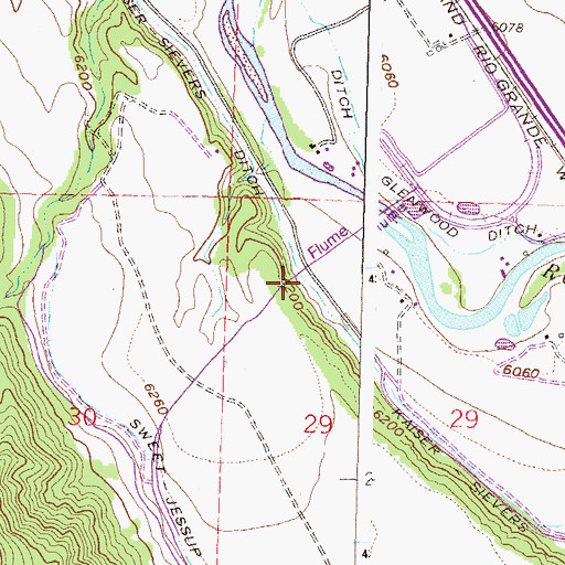 Topographic Map of Kaiser-Sievers Ditch, CO