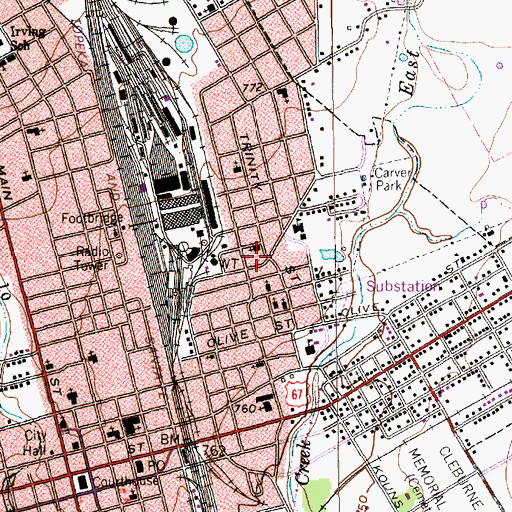 Topographic Map of Shiloh Baptist Church, TX