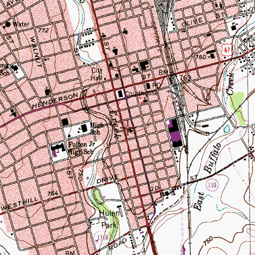 Topographic Map of Church of Christ Caddo Street, TX