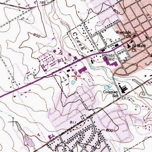 Topographic Map of Ascension Lutheran Church, TX