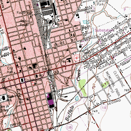 Topographic Map of Saint Paul United Methodist Church, TX