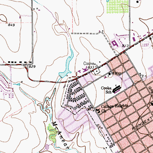 Topographic Map of Wesley Memorial United Methodist Church, TX