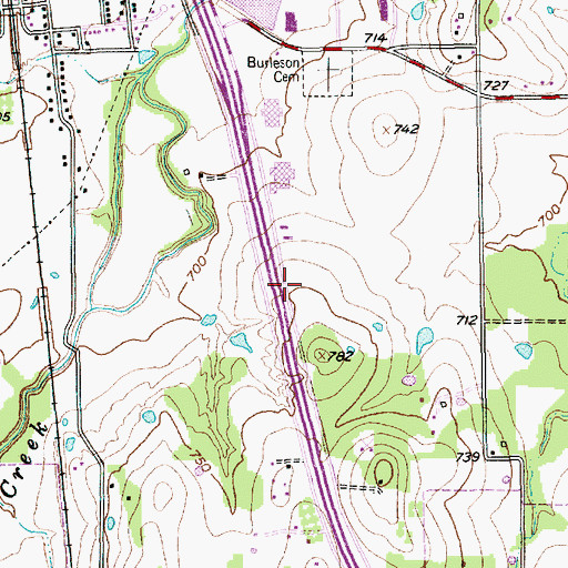 Topographic Map of Burleson Seventh Day Adventist Church, TX