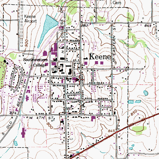 Topographic Map of Keene Seventh Day Adventist Church, TX