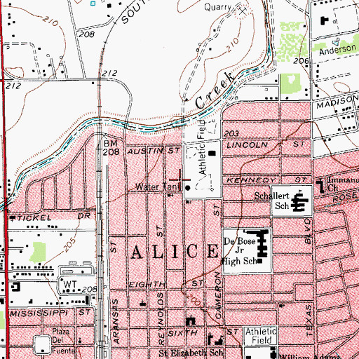 Topographic Map of Grace Baptist Church, TX