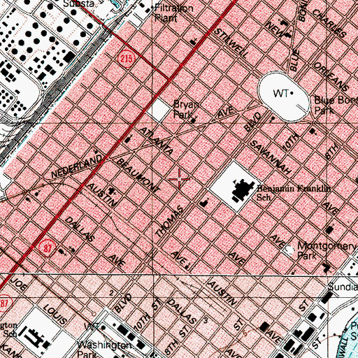 Topographic Map of Zion Temple Church of God and Christ, TX