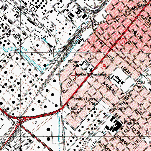 Topographic Map of Barnes Memorial Methodist Church, TX