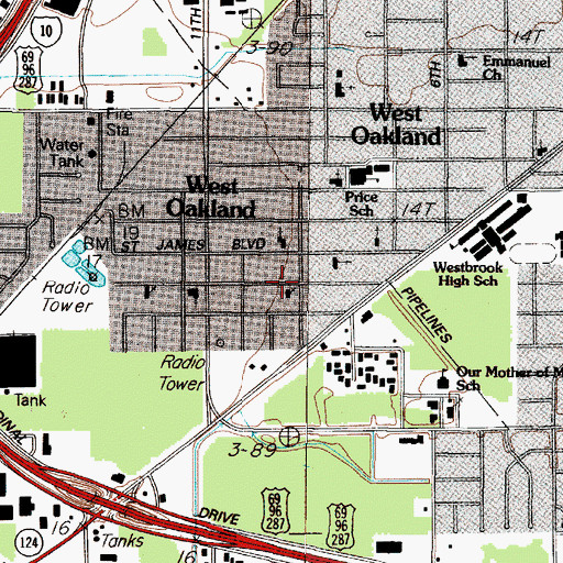 Topographic Map of Pentecostal Church of God and Christ, TX