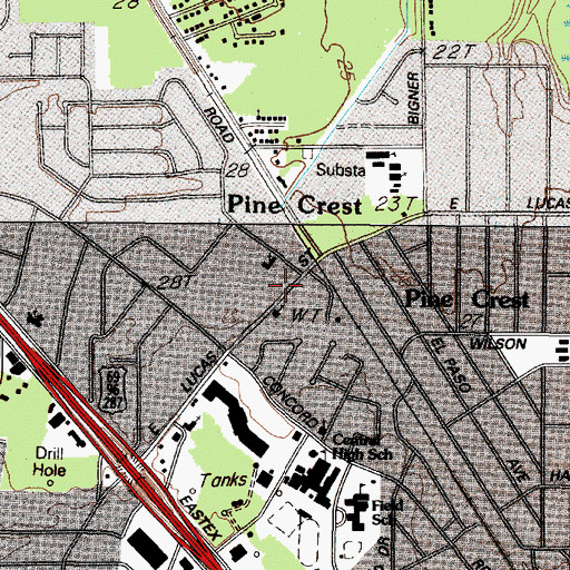 Topographic Map of Pioneer Presbyterian Church, TX