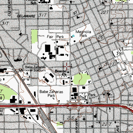 Topographic Map of Beacon Church, TX