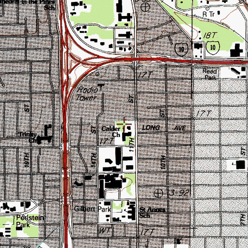 Topographic Map of Calder Church, TX
