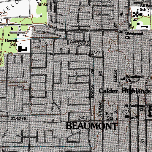Topographic Map of Christ Community Church, TX