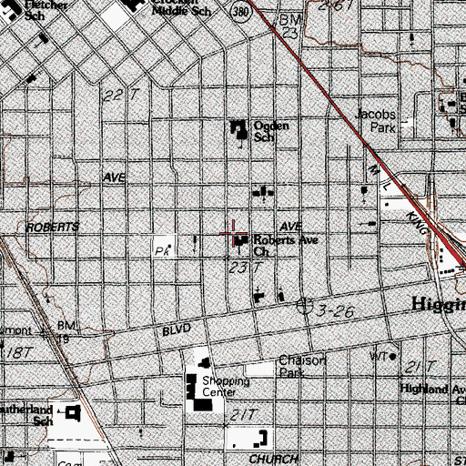 Topographic Map of Roberts Avenue Church, TX