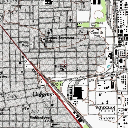 Topographic Map of Trinity Church, TX