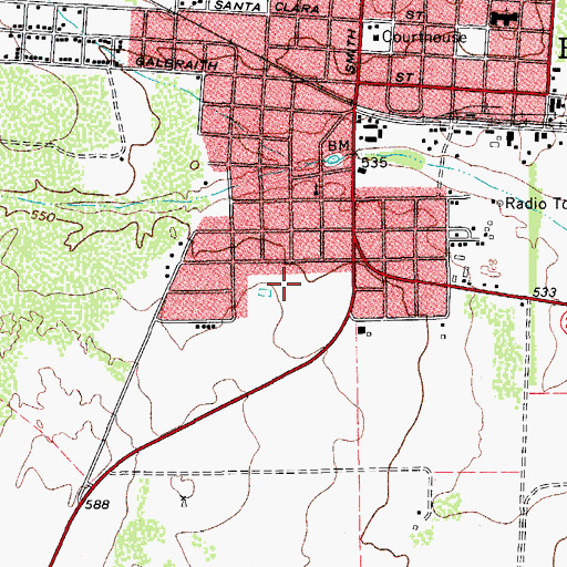 Topographic Map of Hebbronville Assembly of God Church, TX