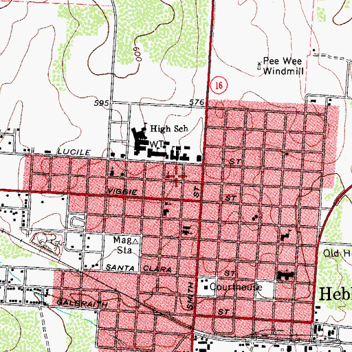 Topographic Map of First Baptist Church, TX