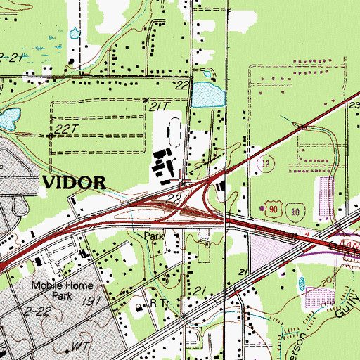 Topographic Map of First Presbyterian Church of Vidor, TX