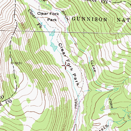 Topographic Map of Clear Fork Park, CO