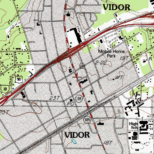 Topographic Map of First Baptist Church of Vidor, TX