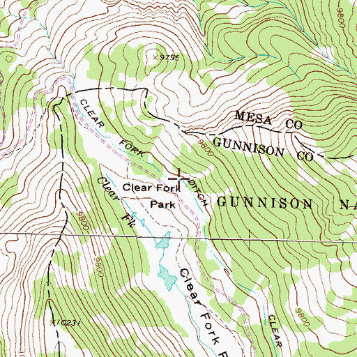 Topographic Map of Clear Fork Ditch, CO