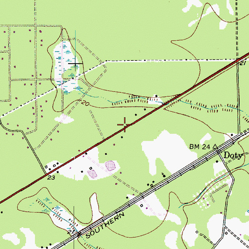 Topographic Map of Harmony Baptist Church, TX