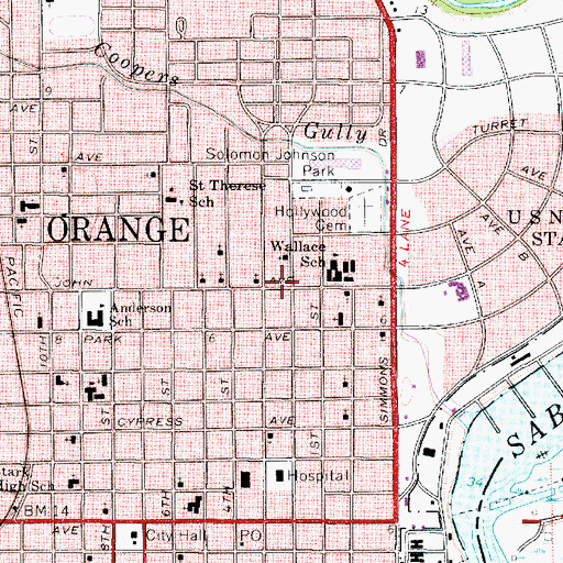 Topographic Map of Mount Sinai Baptist Church, TX